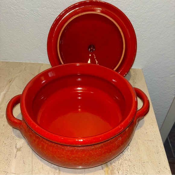 De Silva Italy Large Baking Casserole Dish Red Terracotta Pot with Lid - Picture 6 of 15